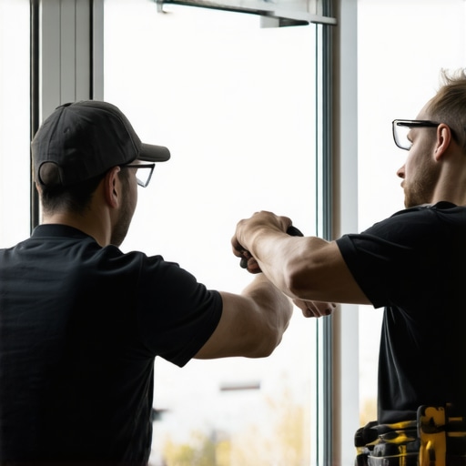 Professional technician installing a window with precision and care
