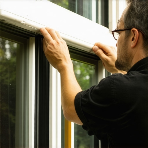 Technician sealing window frame with weatherstripping to improve longevity