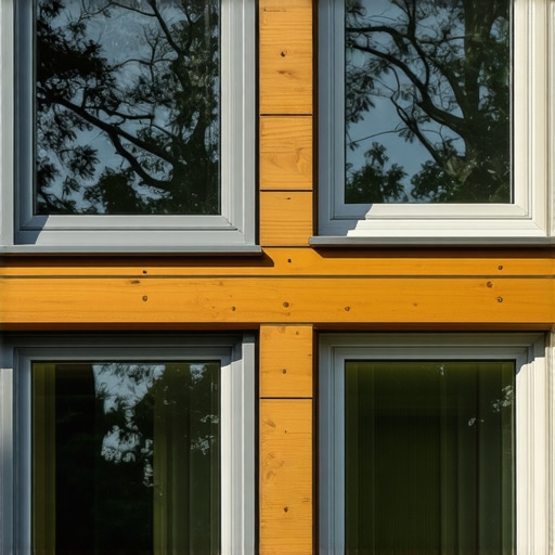 Close-up of composite and fiberglass window frames with weather-resistant coatings.