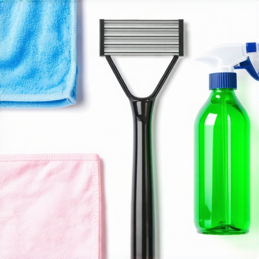 Professional window cleaning tools arranged neatly, ready for use.