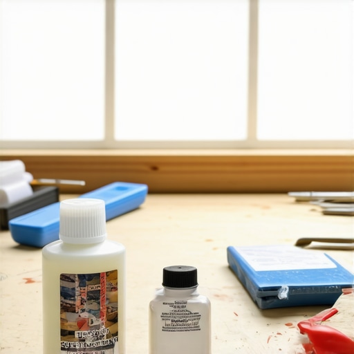 Close-up of epoxy repair tools for window fixing and maintenance.